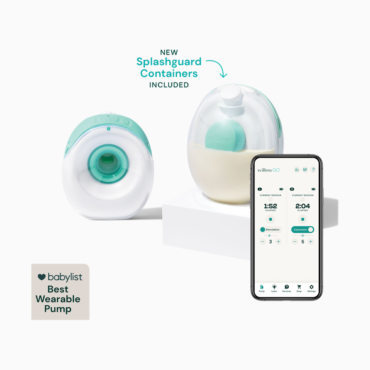 Willow Go Wearable Hands-Free, Cord-Free Electric Breast Pump - Double.