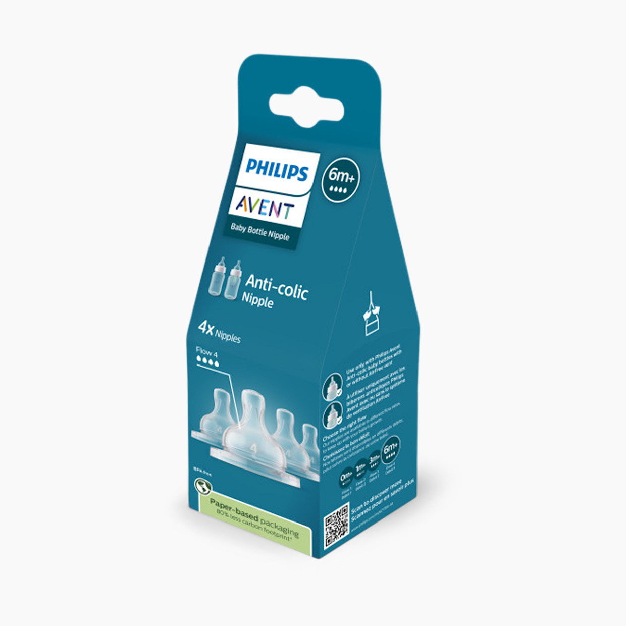 Philips Avent Anti-Colic Baby Bottle Nipples (4 Pack) - Level 4.