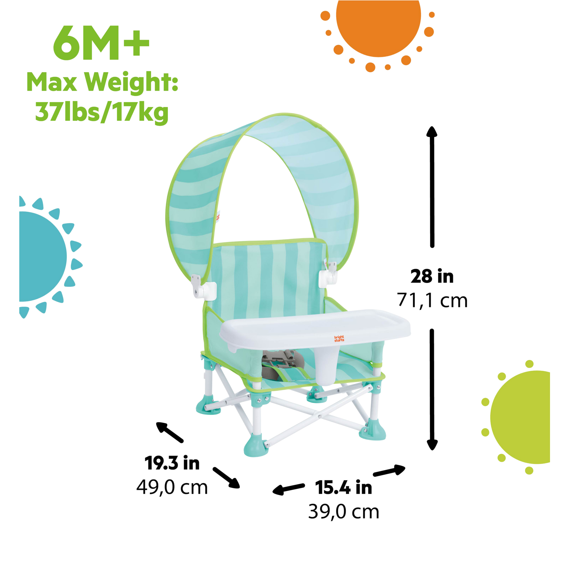 Bright Starts Pop 'N Sit Cabana Portable Booster Chair - Teal.