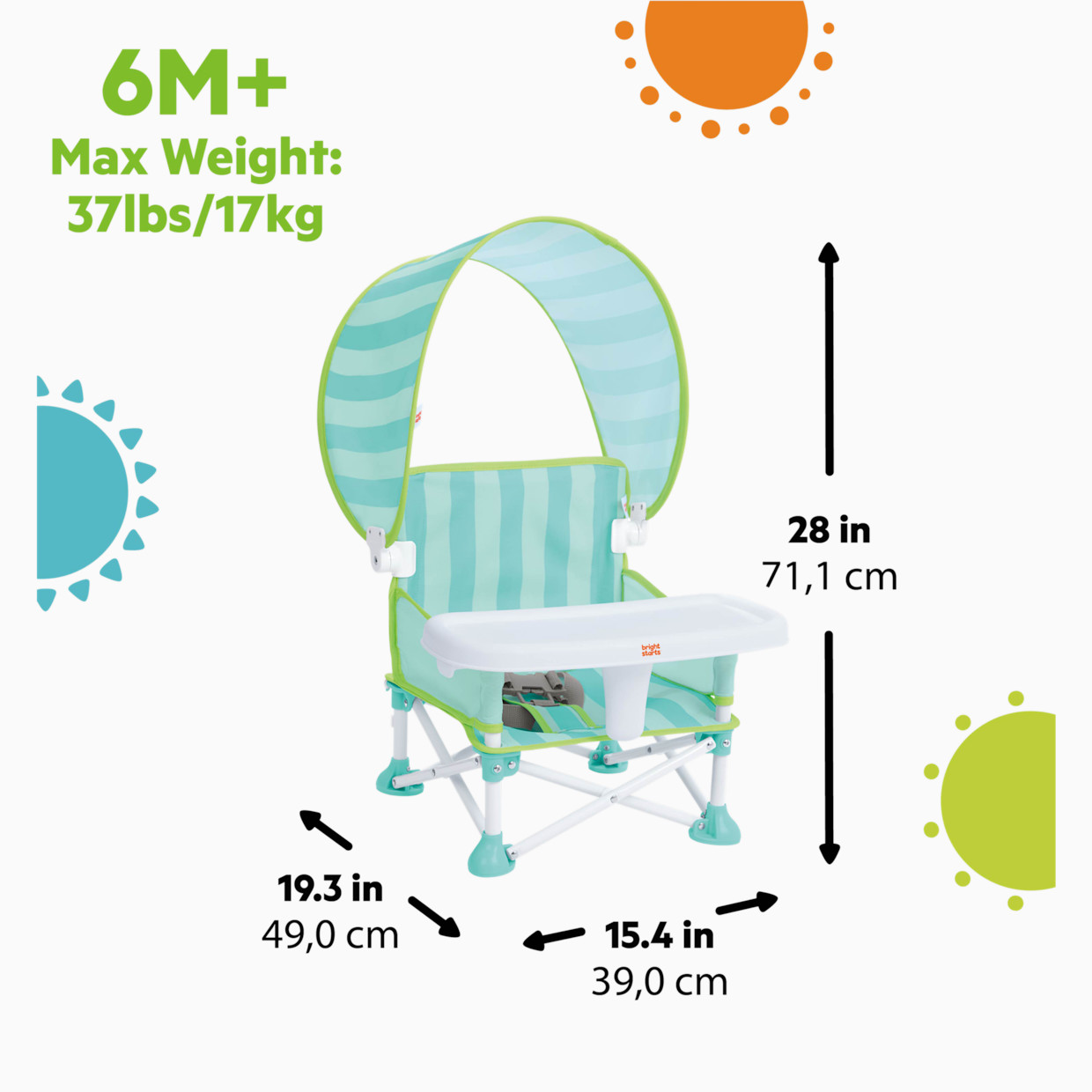 Bright Starts Pop 'N Sit Cabana Portable Booster Chair - Teal.