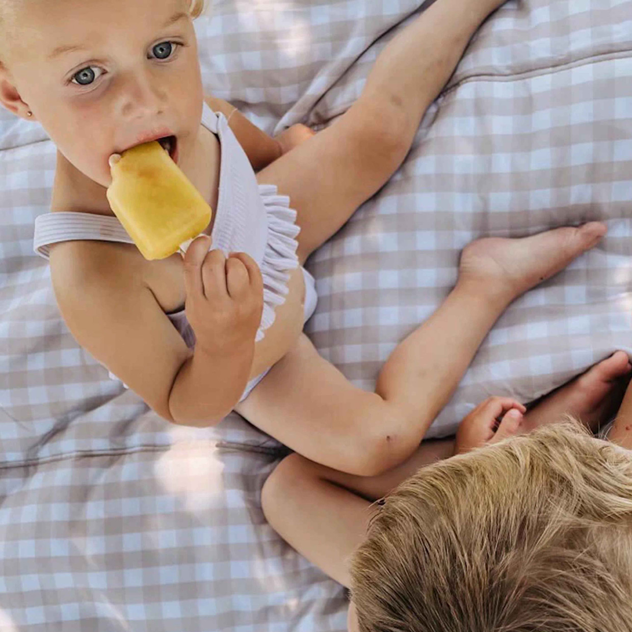 Little Unicorn Outdoor Blanket - Beige Buffalo Check, 5 X 7 Ft.