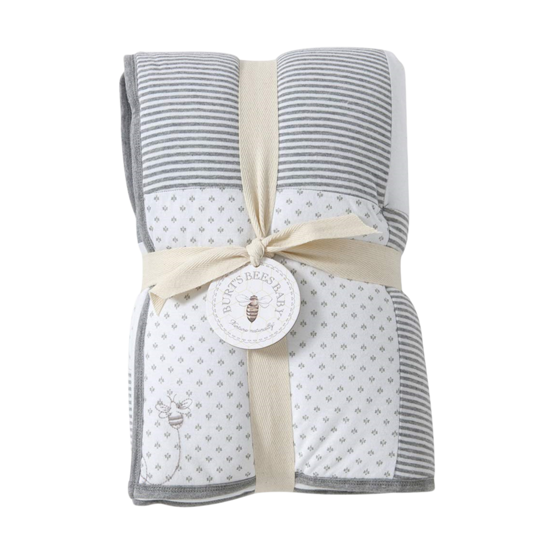 Burt's Bees Baby Organic Reversible Quilt Blanket Heather Grey Dottie