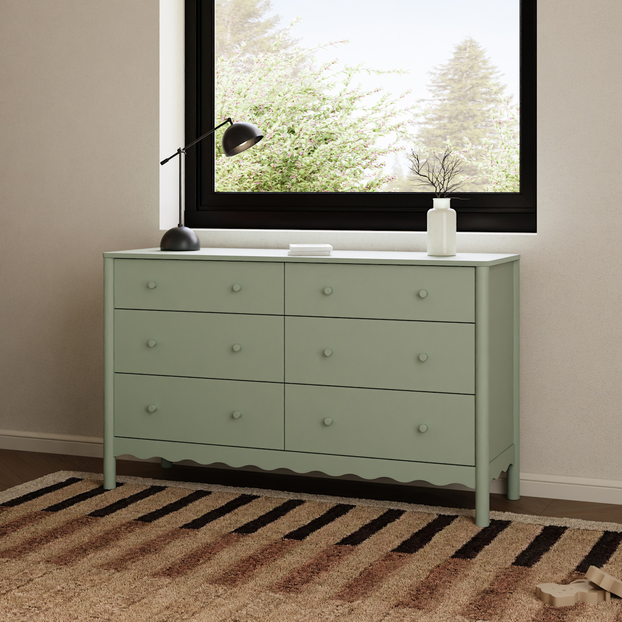 babyletto Swell 6-Drawer Assembled Dresser - Light Sage.