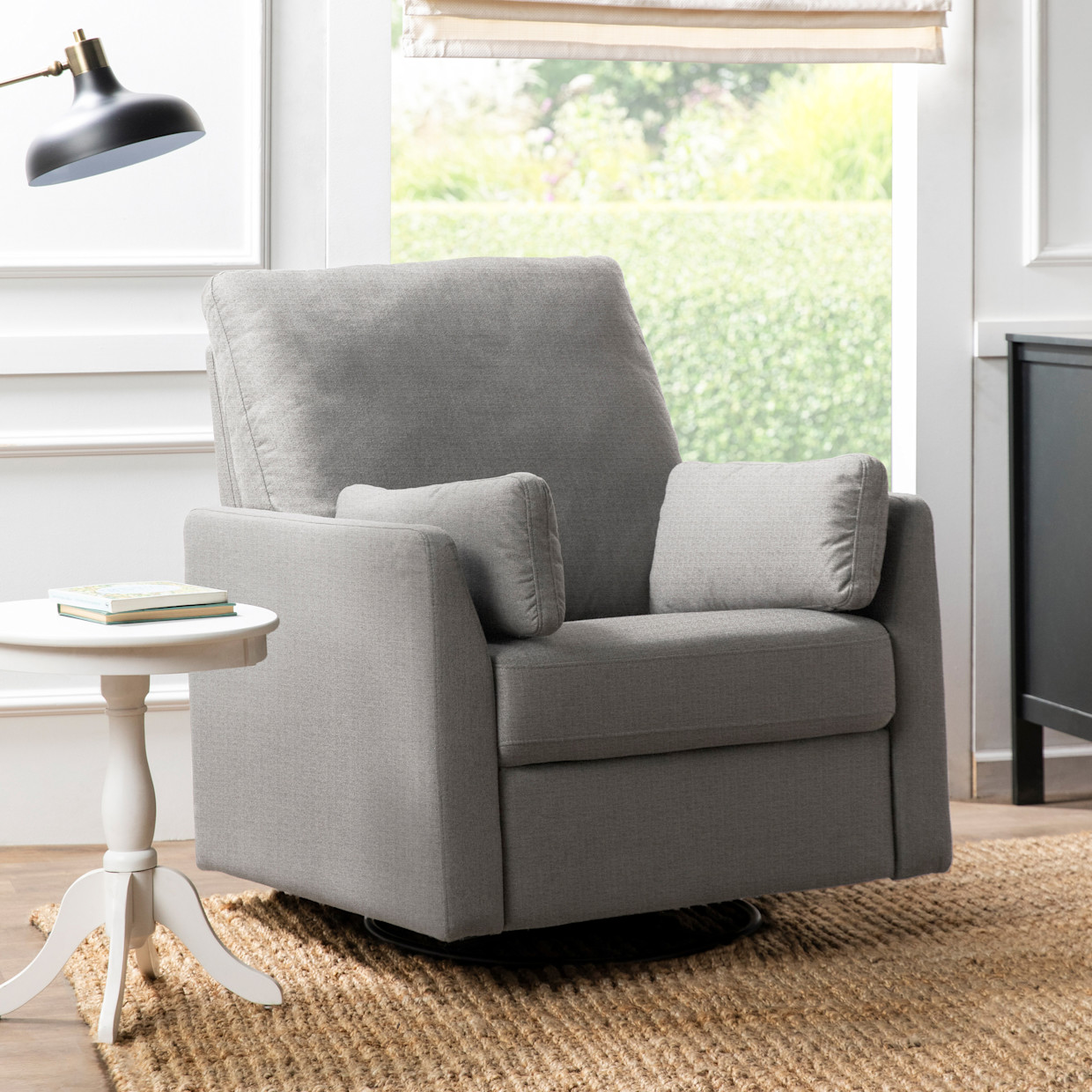 Carter's by daVinci Ethan Swivel Recliner - Performance Grey Linen.