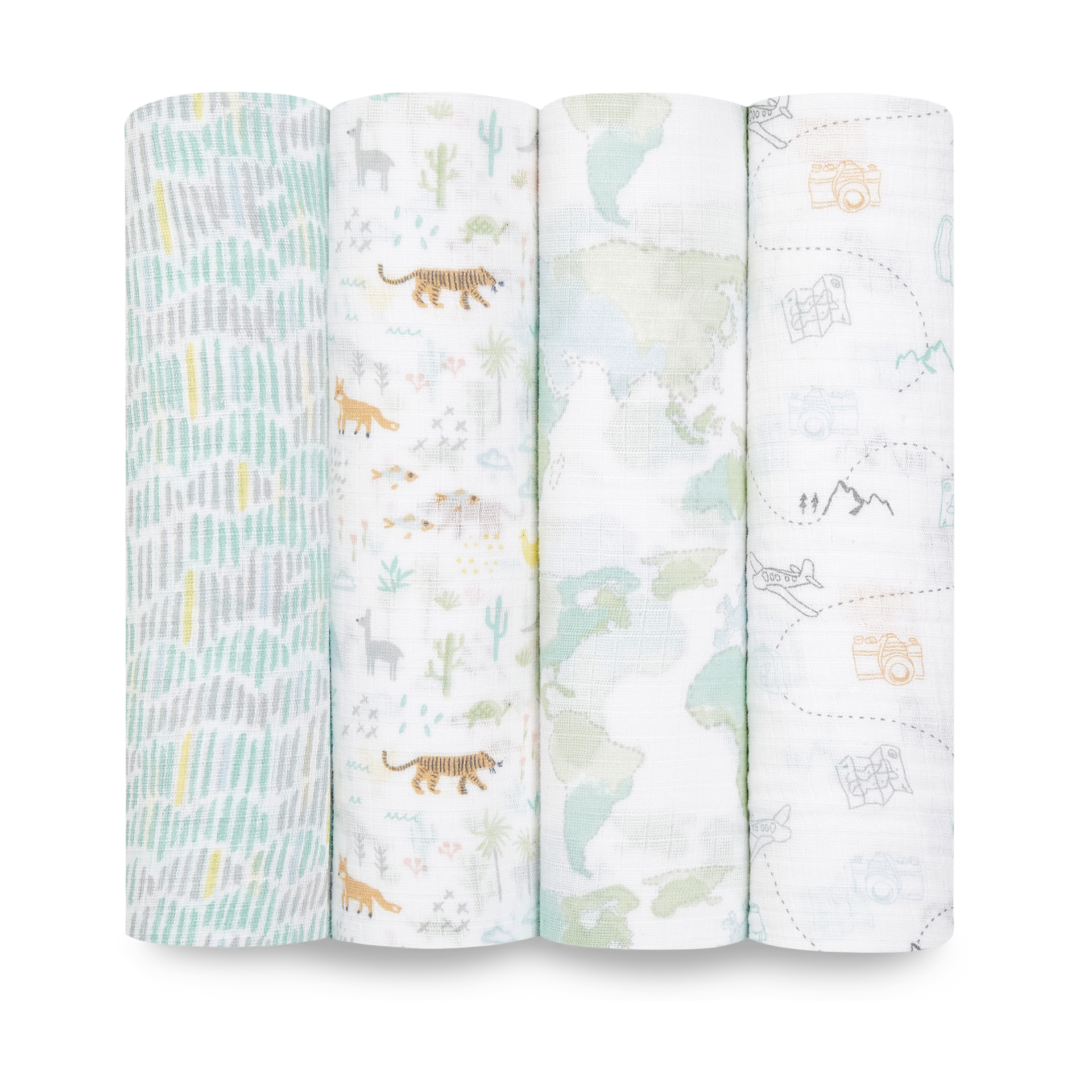 Aden + Anais Essentials Cotton Muslin Swaddles (4 Pack) Voyager