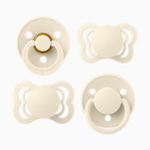 BIBS Try-It Collection | 4-Pack Soothers | BPA-Free Round, Anatomical & Symmetrical Nipple | Natural Rubber Latex/Silicone | Made in Denmark | 0-6 Months | Ivory