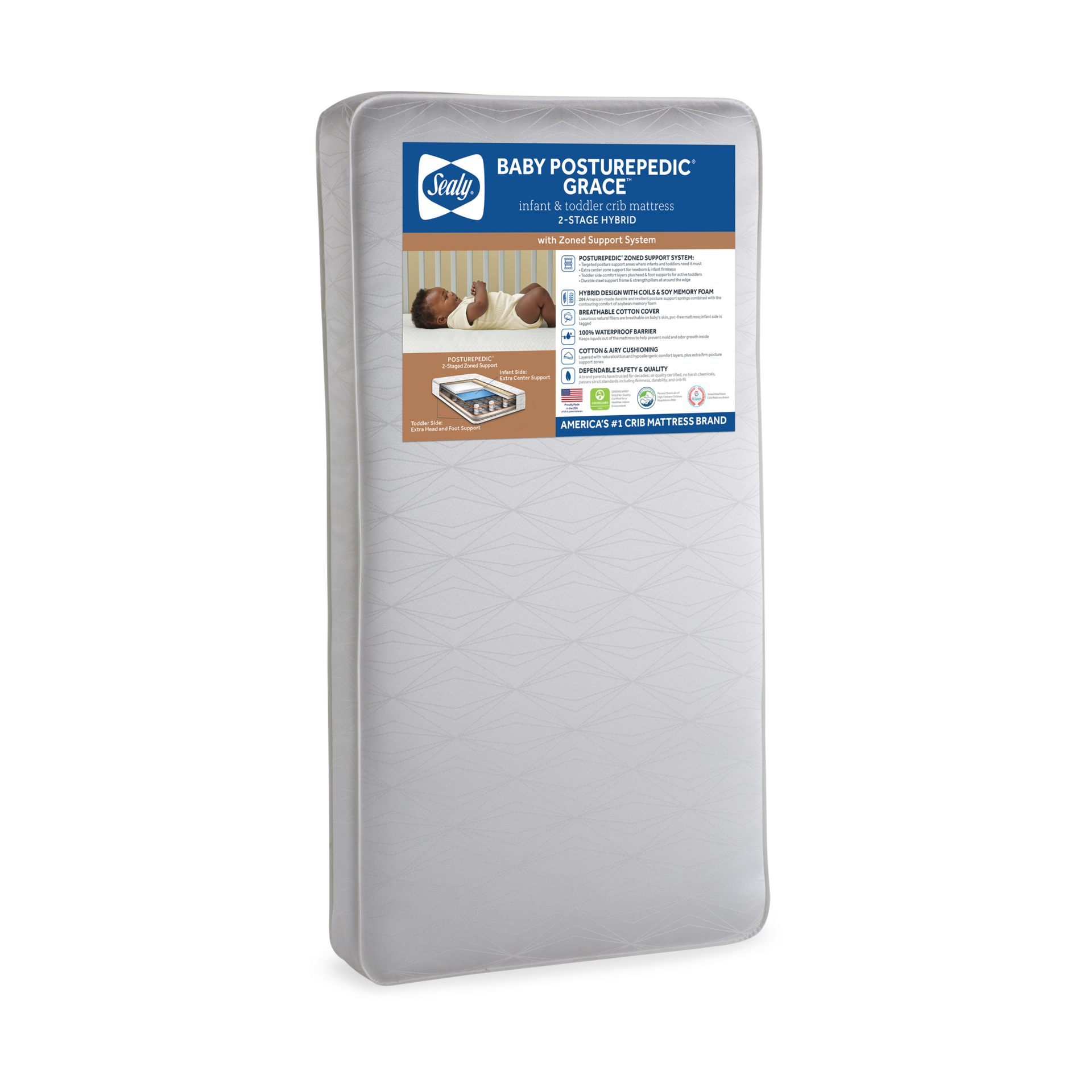 Sealy Posturepedic Grace 2Stage Crib Mattress White Babylist Shop