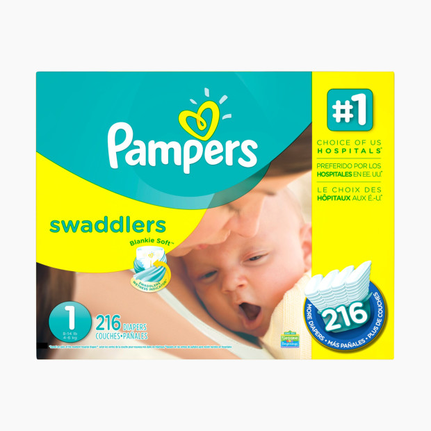Pampers Swaddlers Diapers - 1 (216 Count).