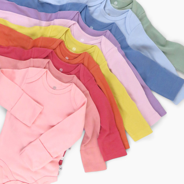Honest Baby Clothing 10-Pack Organic Cotton Long Sleeve Bodysuits - Rainbow Gem Pinks, 0-3 M, 10.