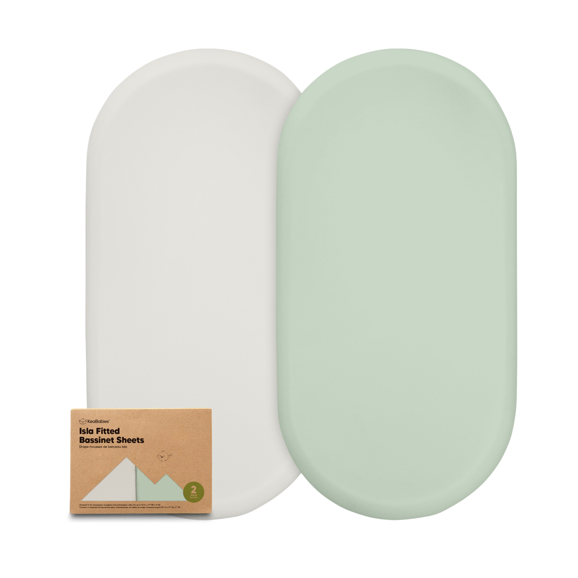 KeaBabies Isla Fitted Bassinet Sheets (2 Pack) - Sage.