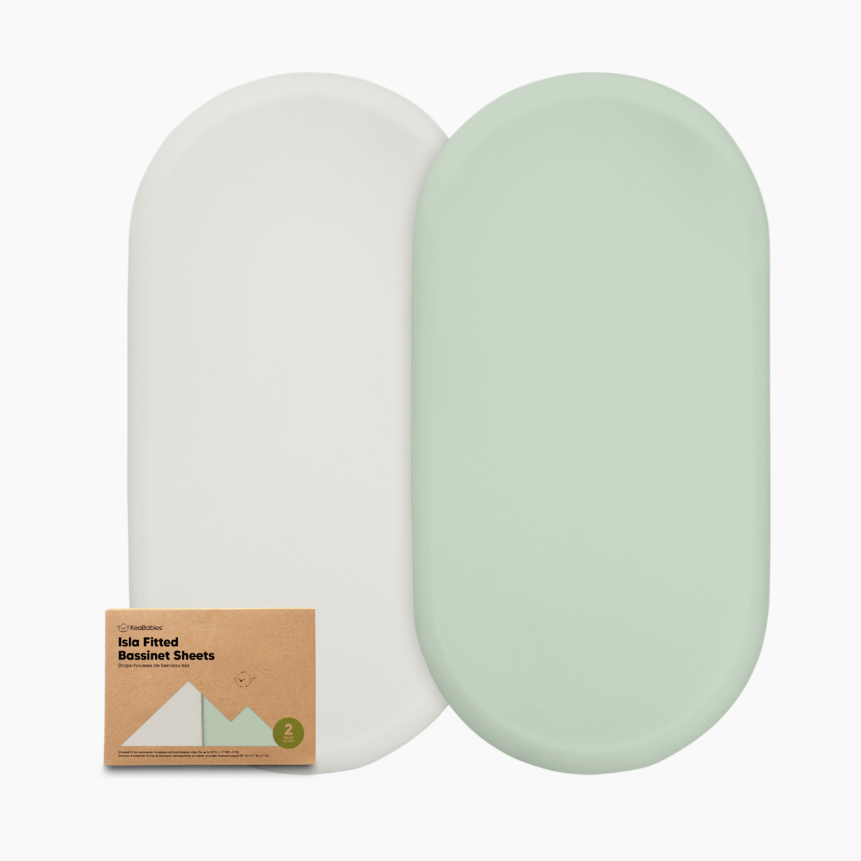 KeaBabies Isla Fitted Bassinet Sheets (2 Pack) - Sage.