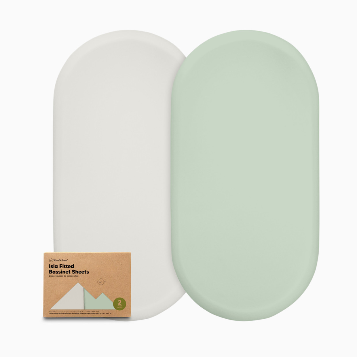 KeaBabies Isla Fitted Bassinet Sheets (2 Pack) - Sage.
