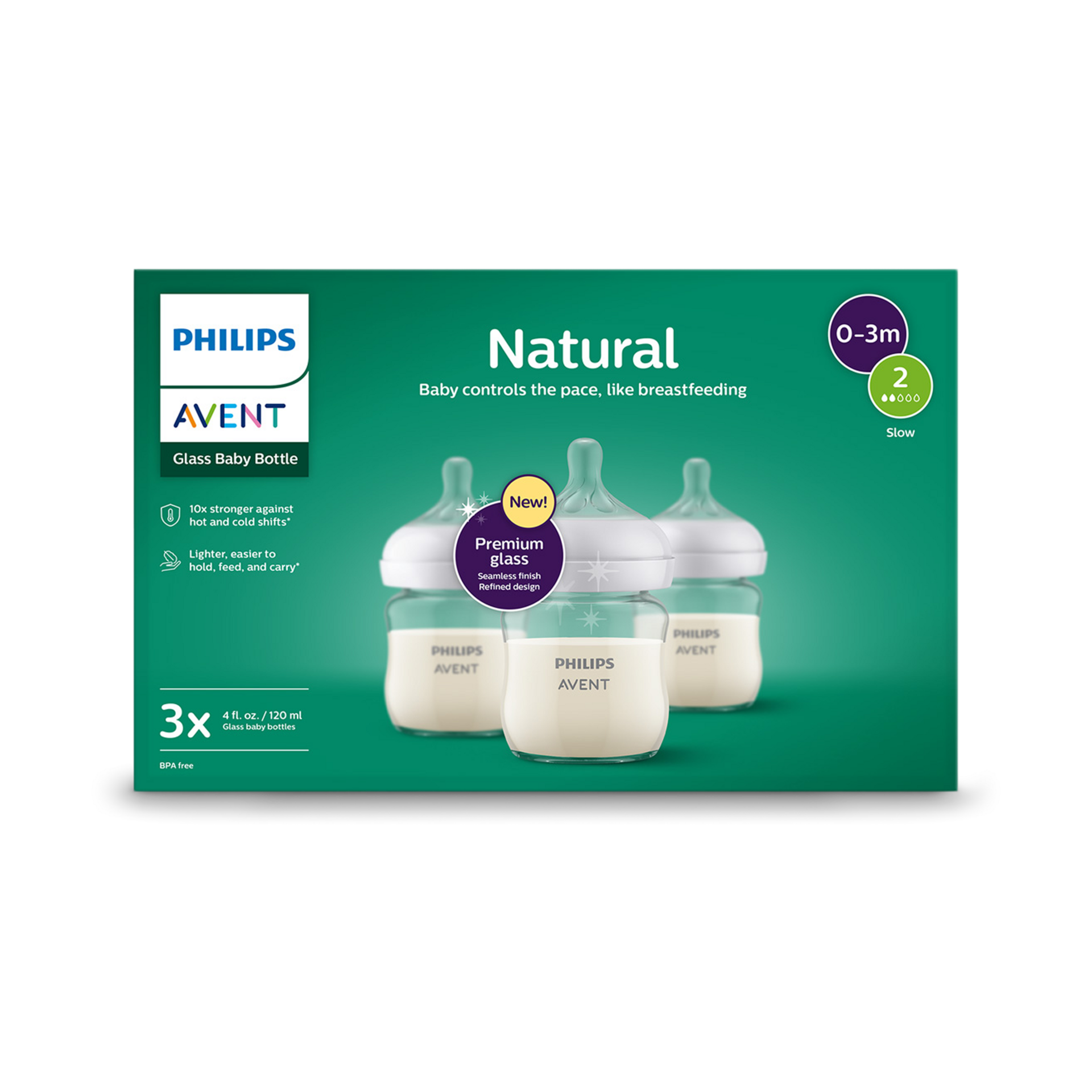 Philips Avent Glass Natural Baby Bottle - 4 Oz, 3.