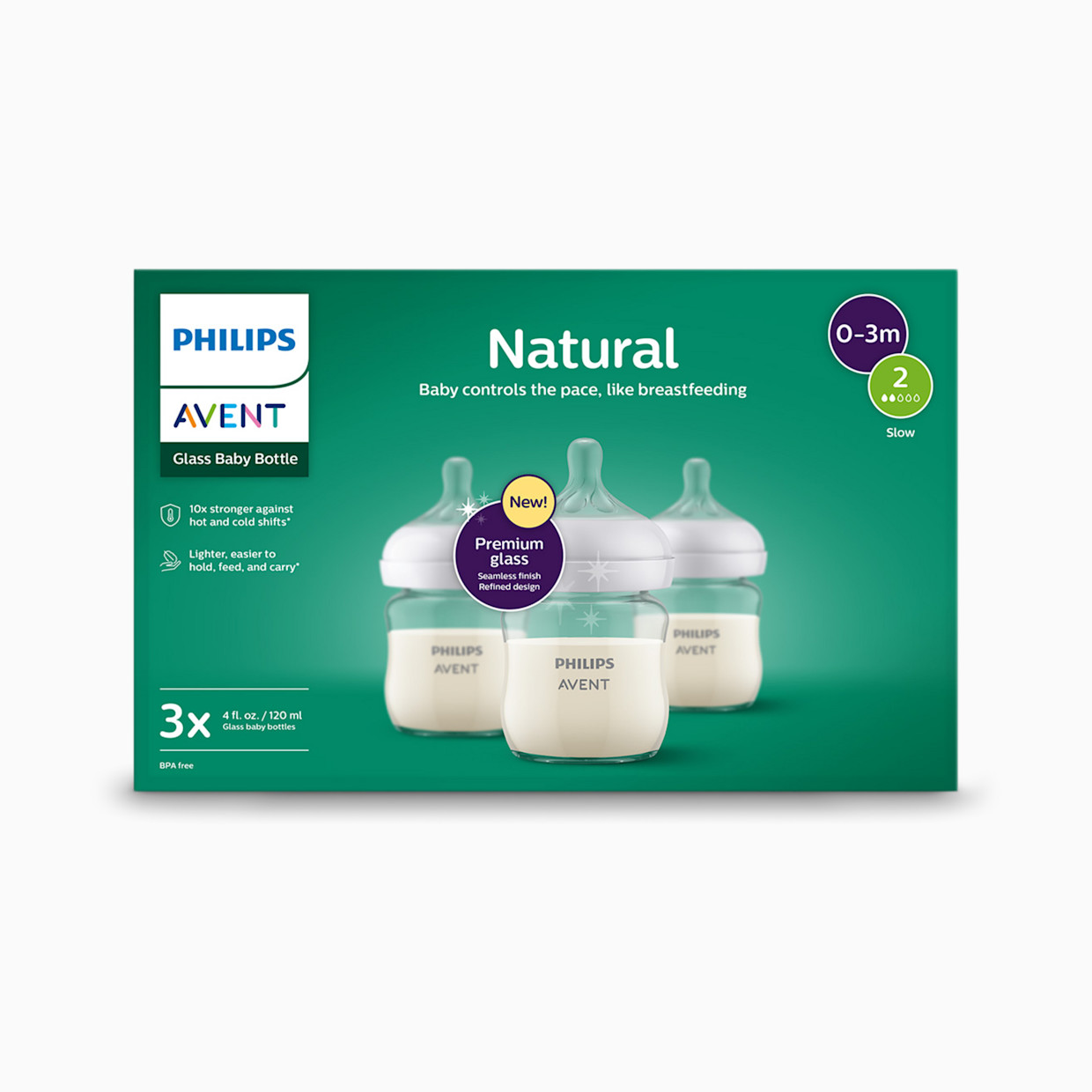 Philips Avent Glass Natural Baby Bottle - 4 Oz, 3.