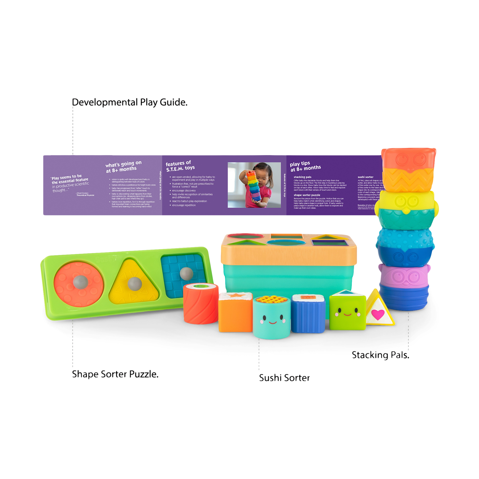 Sassy STEM Toys Baby Box Set (3 Toys).