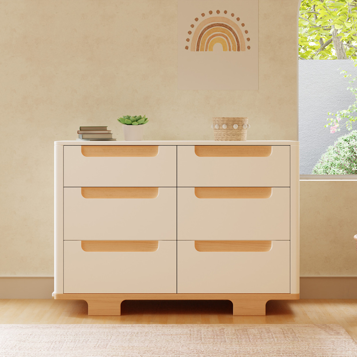 babyletto Yuzu 6-Drawer Dresser - White / Natural.