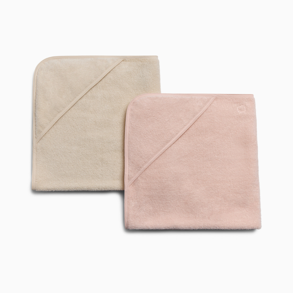 Tiny Kind Organic Hooded Towel 2-Pack - Cloud Pink/Antique White, 0-24 M.