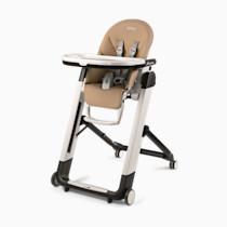 Peg Perego Siesta, Grow With Baby Folding High Chair & Recliner, Height Adjustable, Quick Clean & Easy Push Wheels For Babies & Toddlers, Made in Italy, Noce (Beige)
