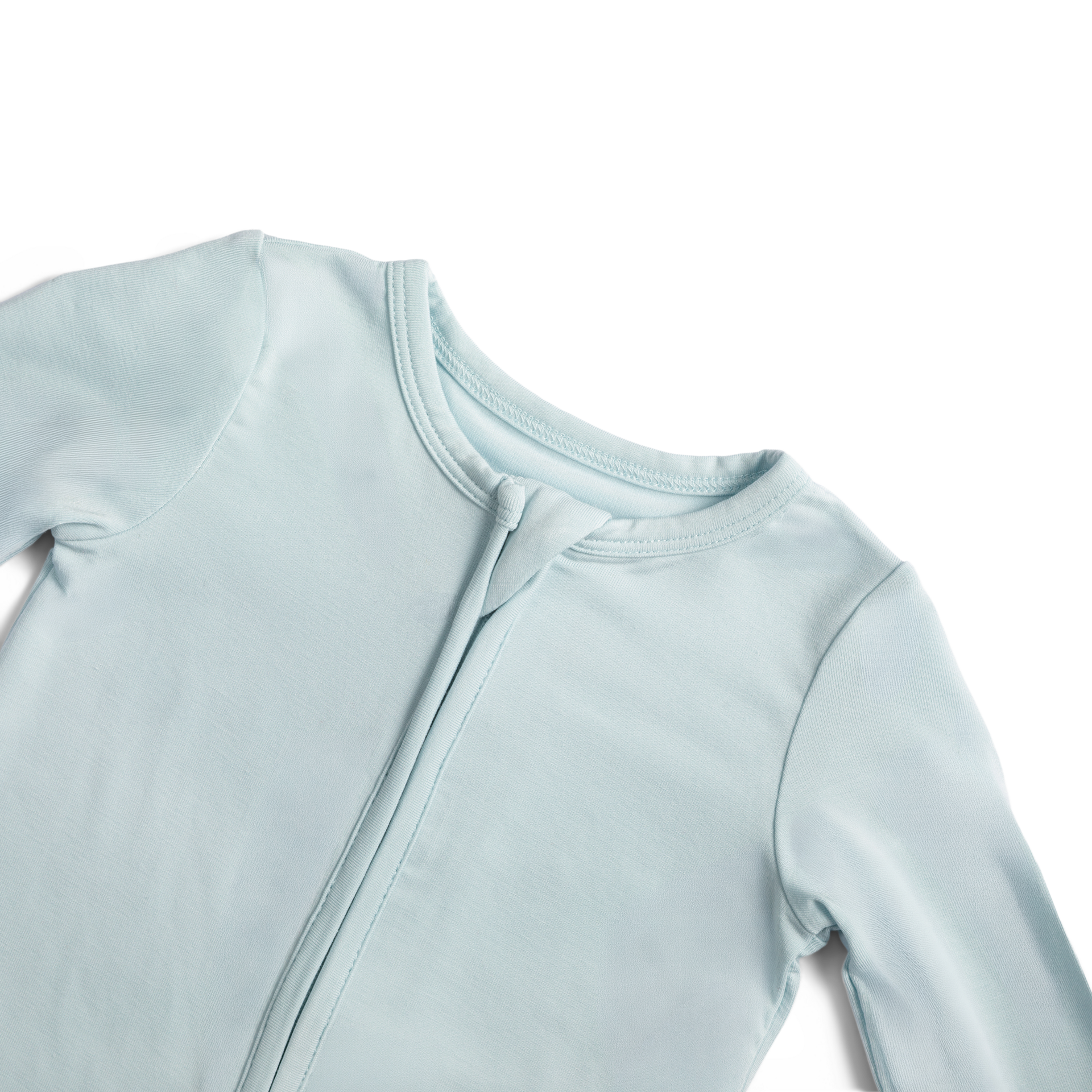 Tiny Kind Bamboo Viscose Solid 2-Way Zip Footie - Sky Blue, 6-9 M.