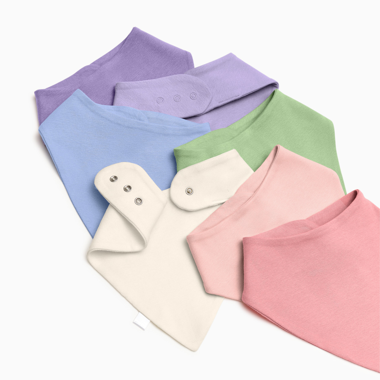 Small Story Organic Cotton Bandana Bib (7 Pack) - Soft Rainbow, One Size.