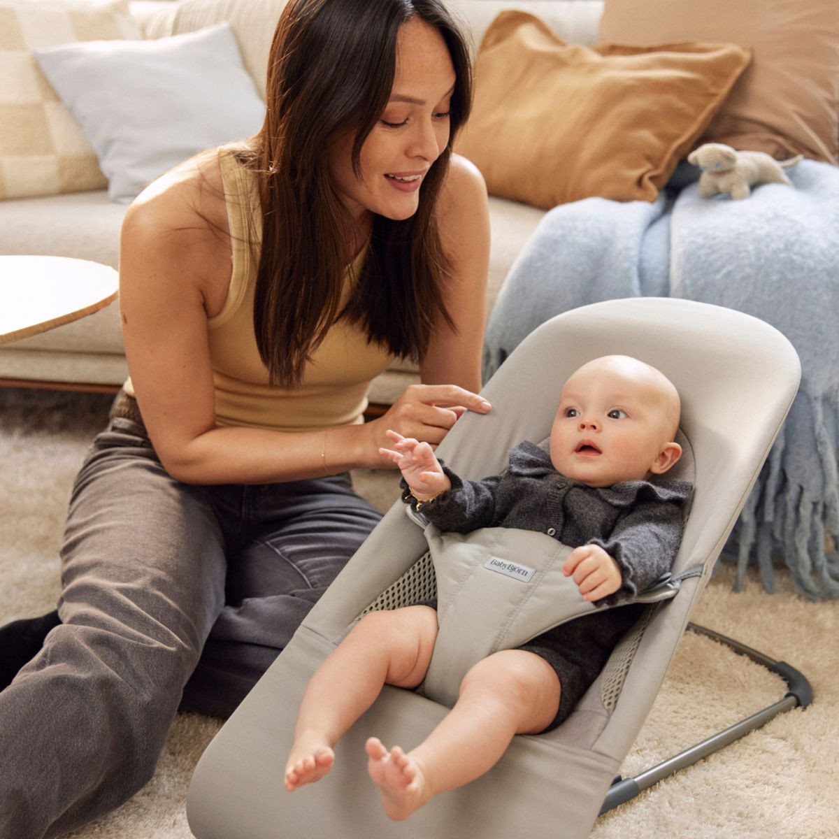 BabyBjörn Bouncer Balance Soft - Cotton/Jersey/Mesh Sand Gray.