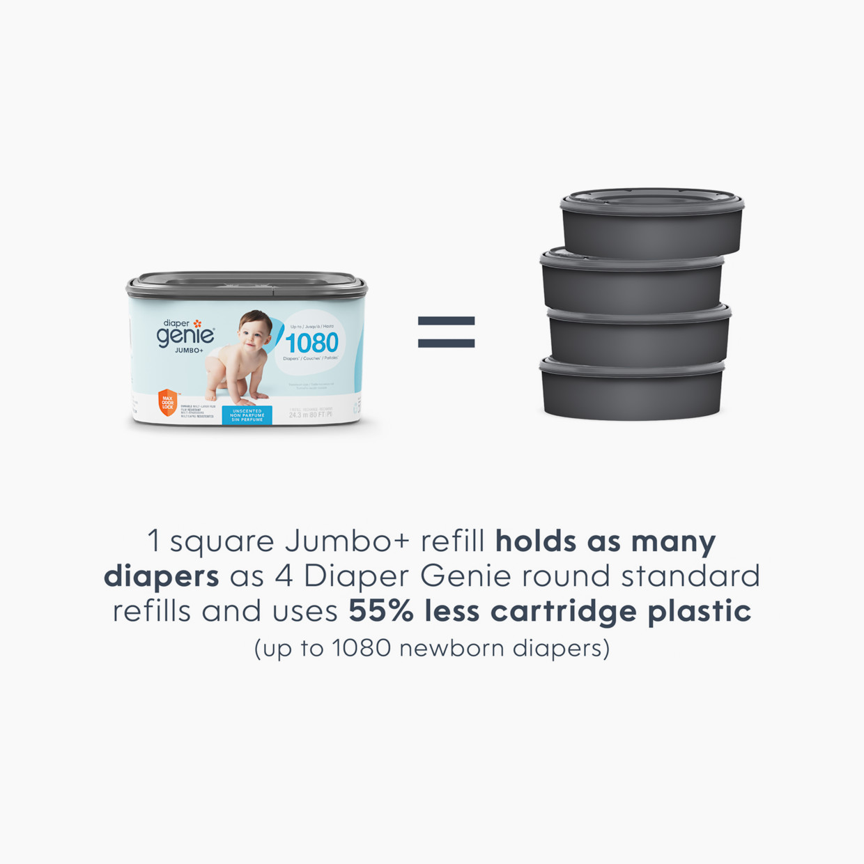 Diaper Genie Square Refill Bags (Compatible with Compact, Classic, Select Pails) - Unscented, 1.