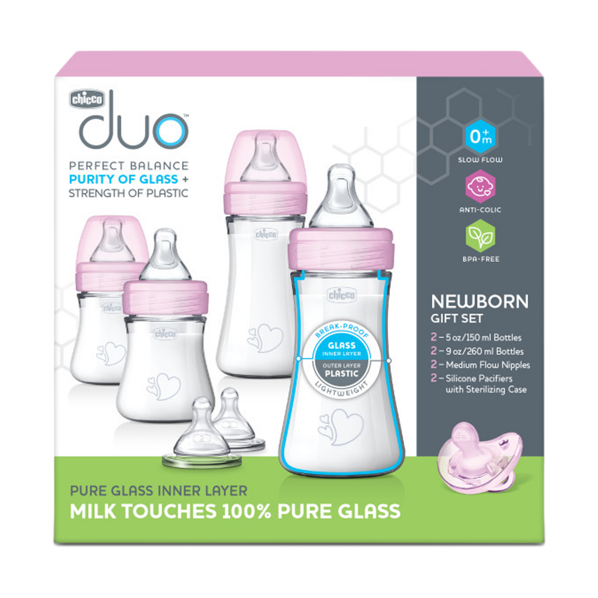  Duo Newborn Hybrid Baby Bottle Starter Gift Set.