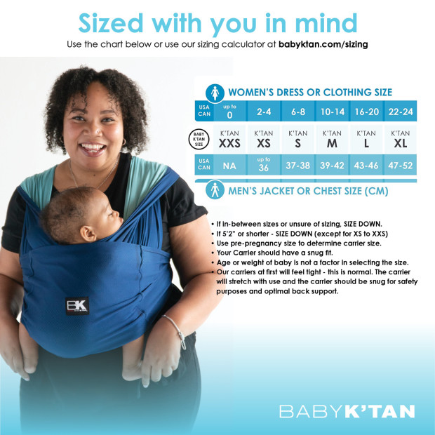 Baby K'tan Active Oasis Baby Wrap Carrier - Turquoise & Blue, X-Large.