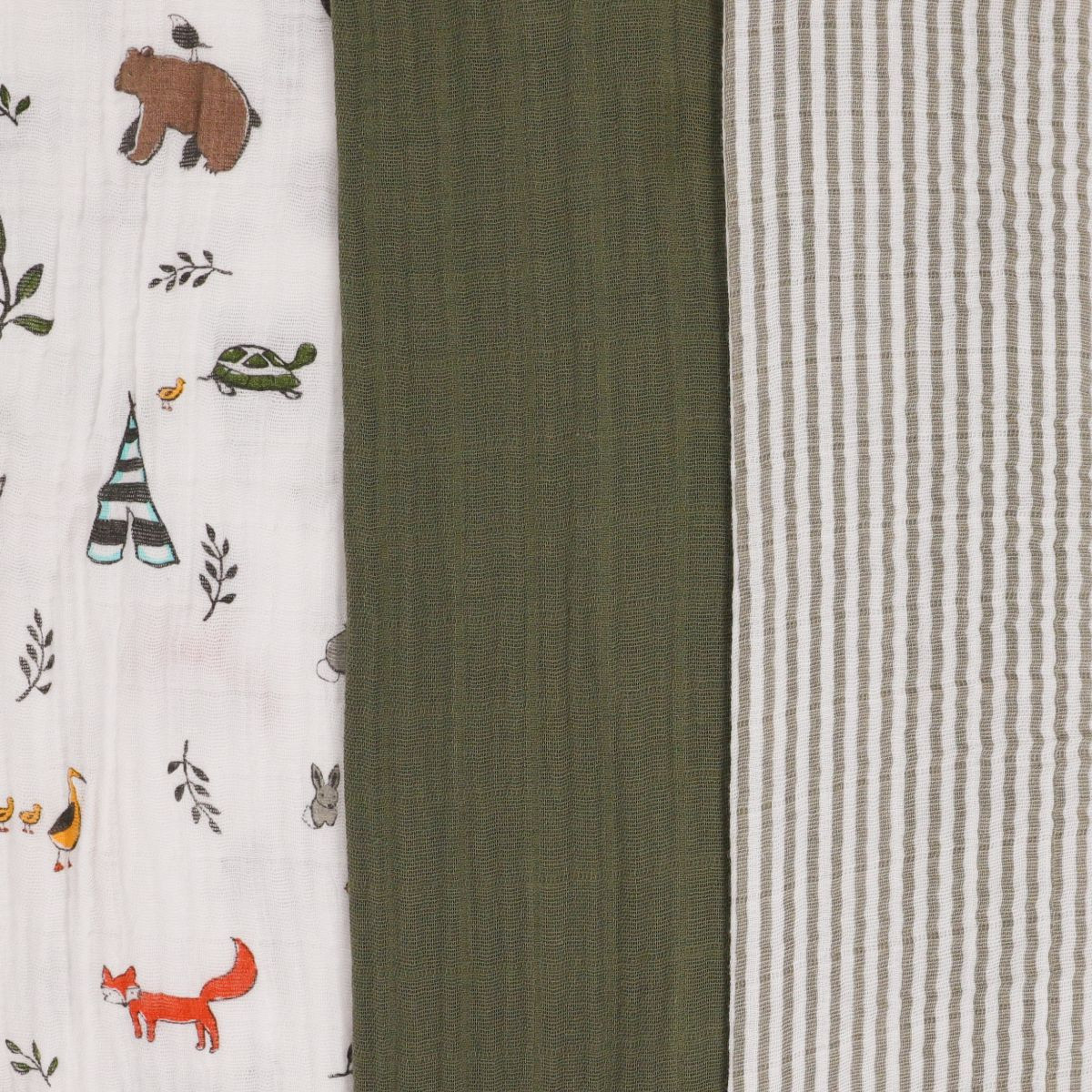 Little Unicorn Cotton Muslin Swaddle Blanket 3 Pack - Forest Friends.
