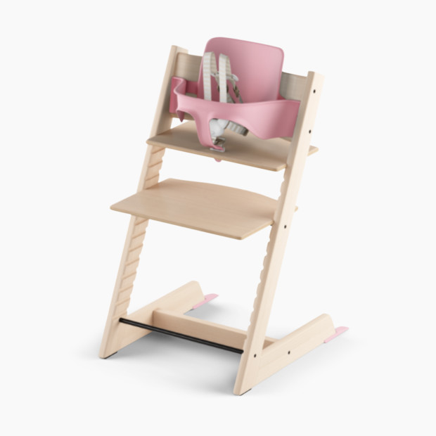 Stokke Tripp Trapp Chair & Baby Set - Natural Chair/Soft Pink Set.
