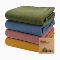 4-Pack Muslin Swaddle Blankets for Boys, Girls - Organic Baby Swaddles for Newborns, Soft & Breathable Receiving Baby Blankets for Girl, Boy, Neutral, Newborn Essentials Gift (Corals)