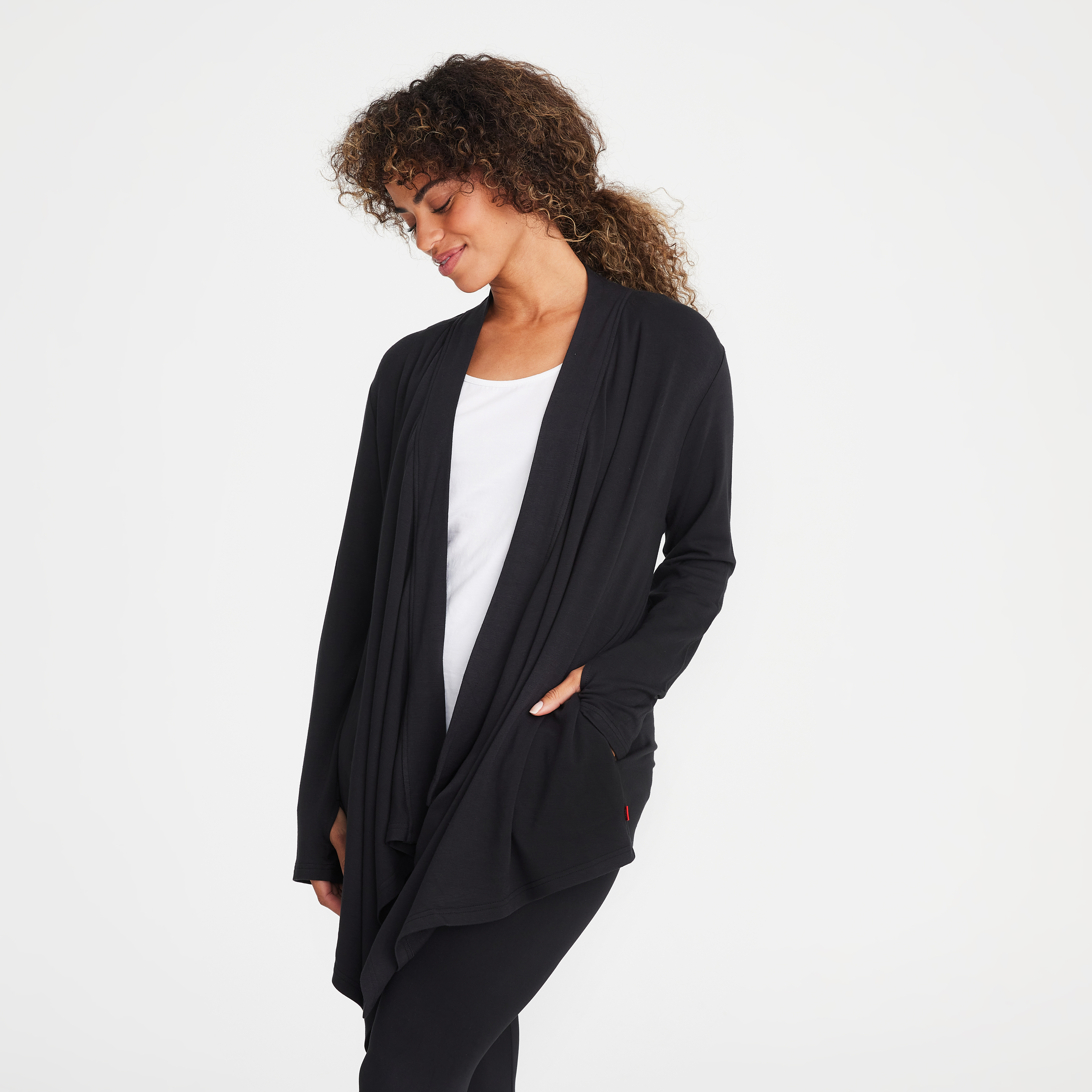 Magnetic Me Modal Drape Front Magnetic Cardigan - Onyx Cardigan, M 