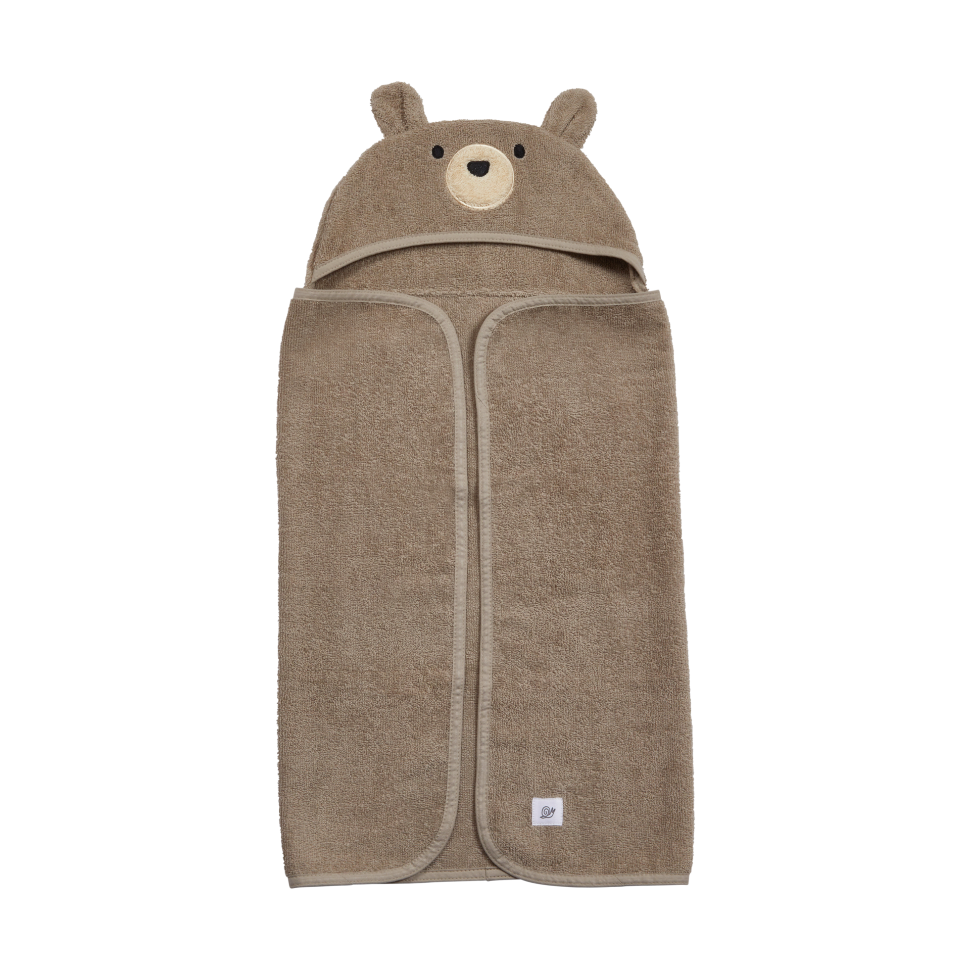 Tiny Kind The Cozy Critter Organic Towel - Taupe Bear, 0-24 M.