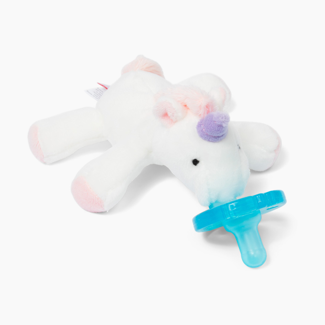 WubbaNub Pacifier - Baby Unicorn, Attached.