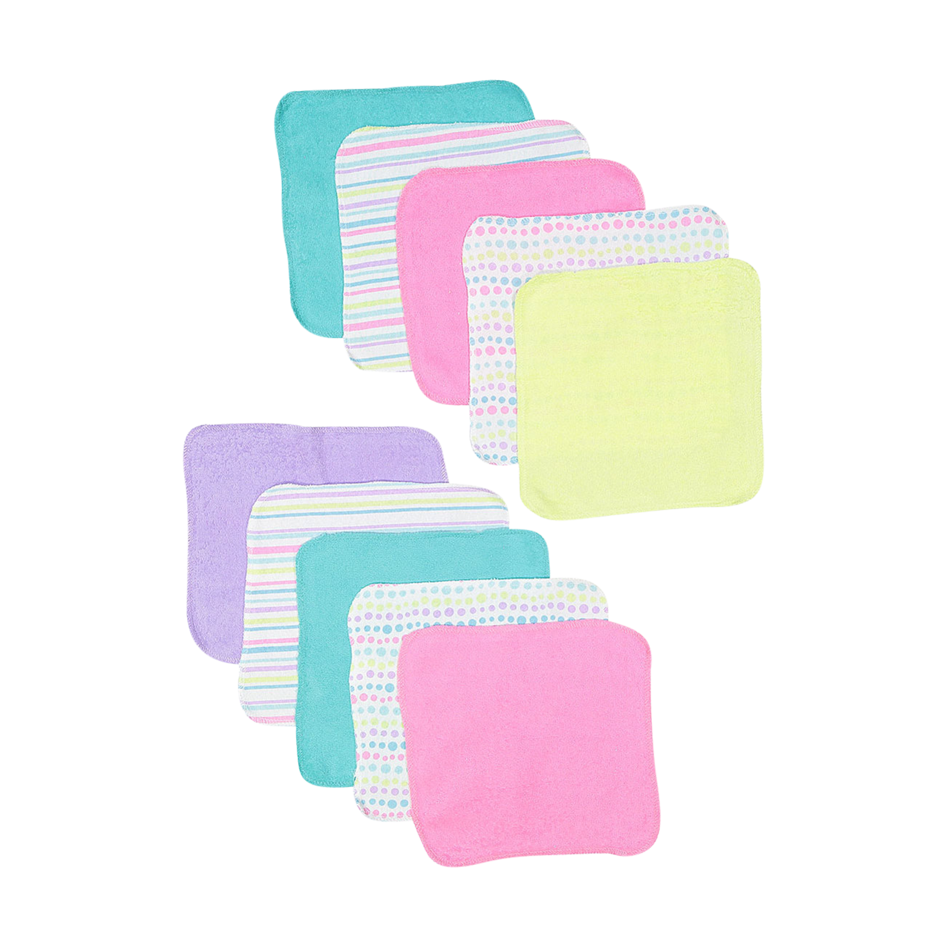 Spasilk Baby Washcloth Wipes Set, 10 Aqua Bubbles Terry Bath Scrubs for Newborns