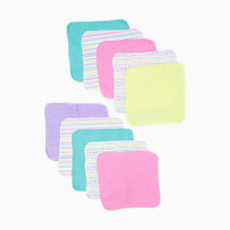 Spasilk Baby Washcloth Wipes Set, 10 Aqua Bubbles Terry Bath Scrubs for Newborns