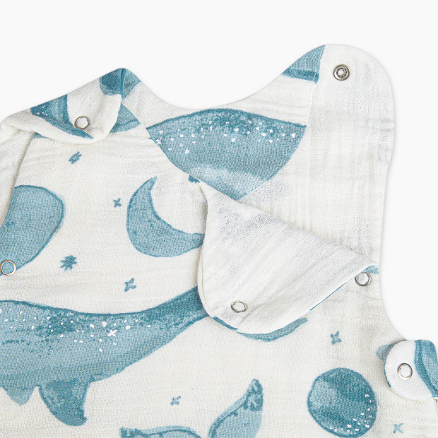 Crane Baby Cotton Muslin Wearable Blanket - Caspian Whales, 0-9 M.