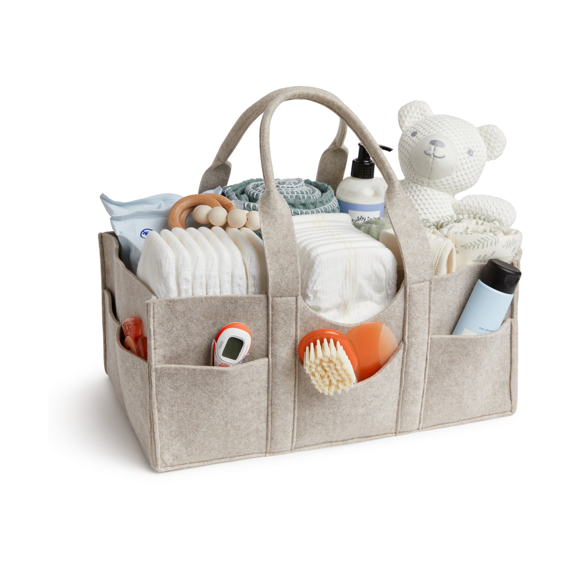 Sprucely Felt Diaper Caddy - Heather Oat, Large.