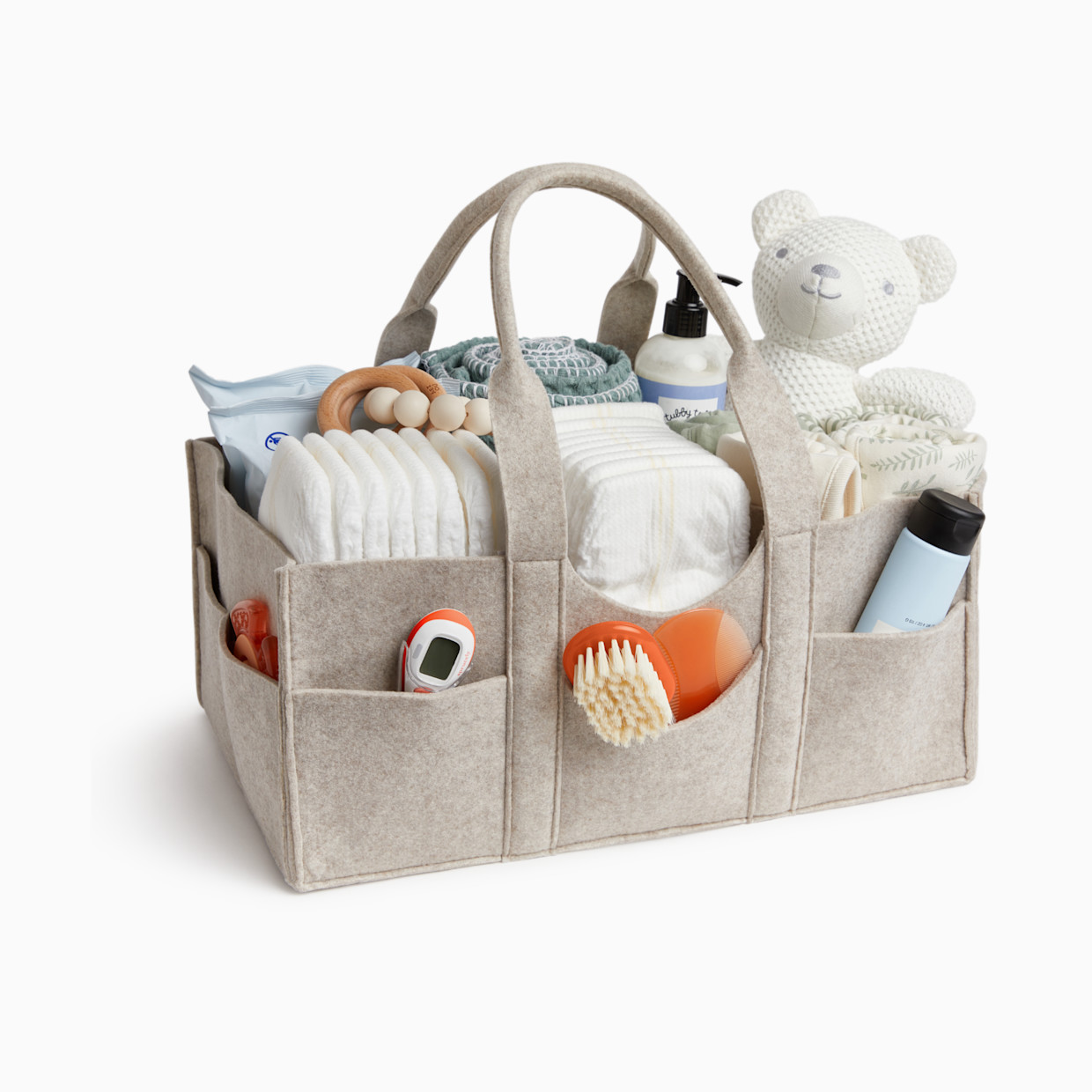 Sprucely Felt Diaper Caddy - Heather Oat, Large.