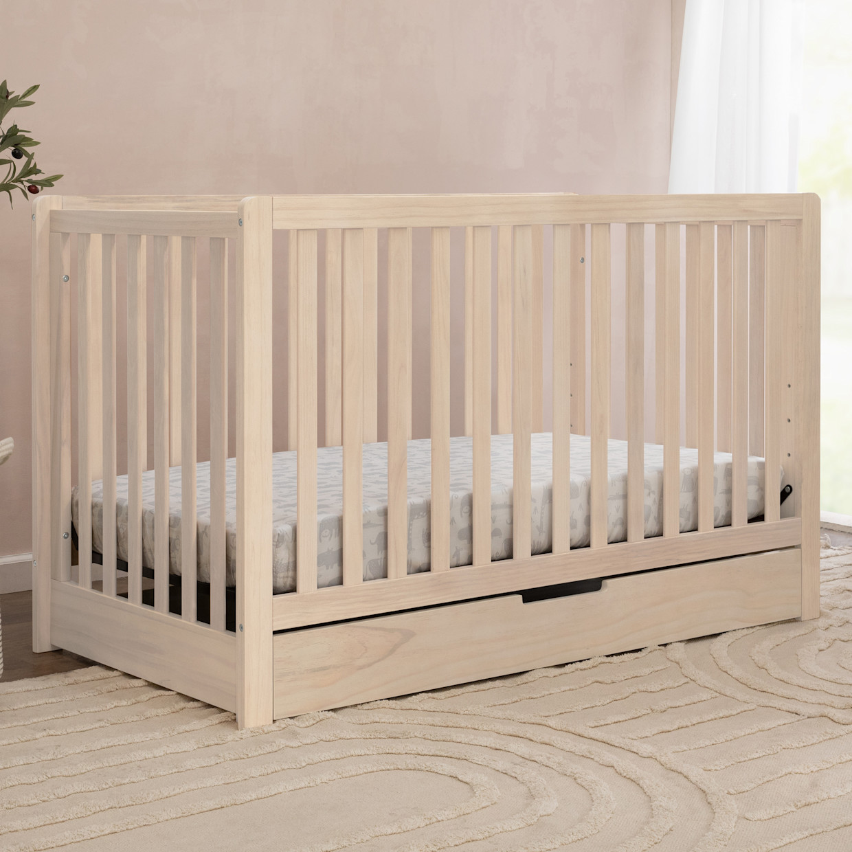 Carter's by daVinci Colby 4-in-1 Convertible Crib with Trundle Drawer - Washed Natural.