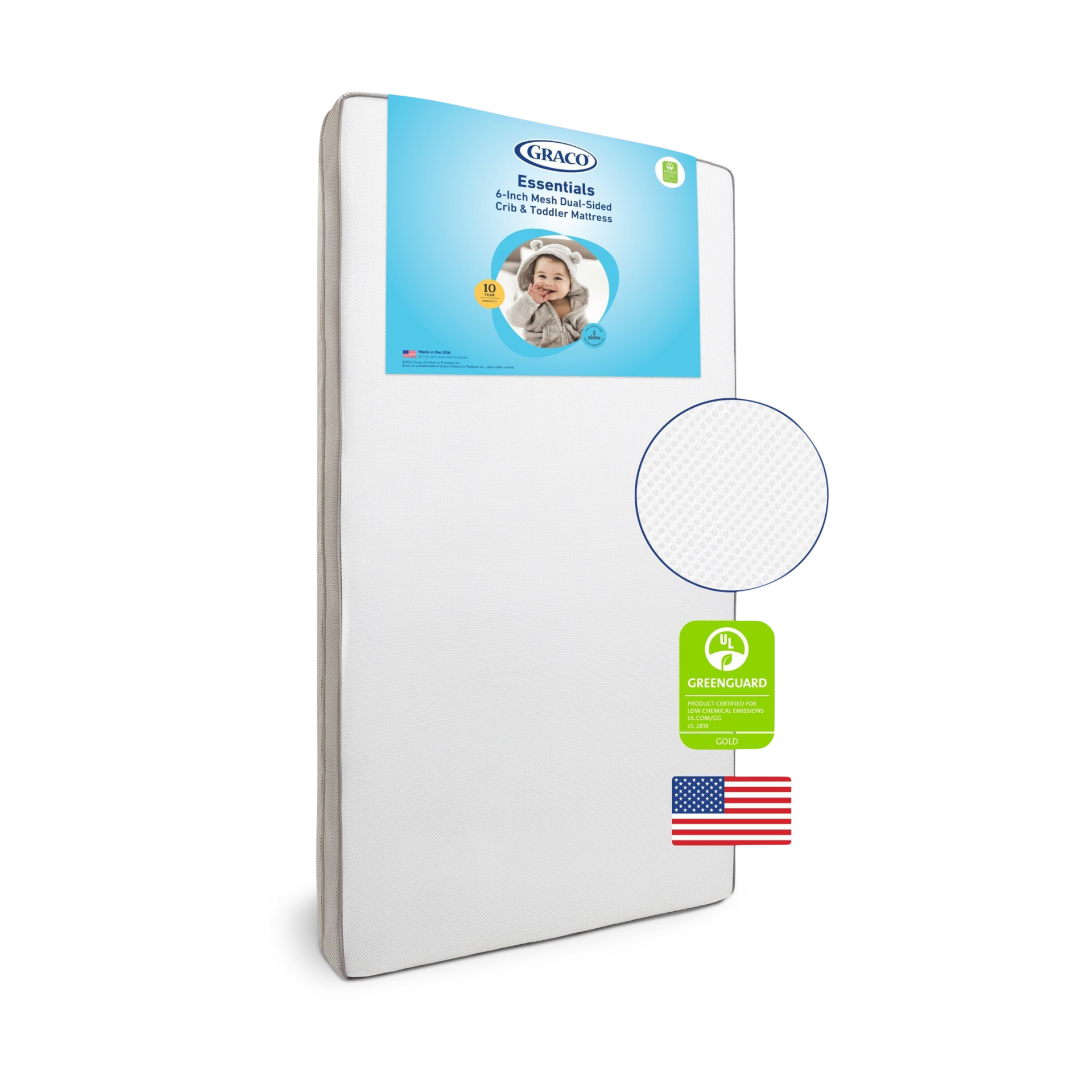 Graco Essentials 6-Inch Mesh Dual-Sided Crib & Toddler Mattress.