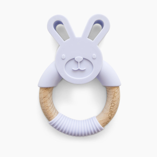 Loulou Lollipop Bunny Silicone and Wood Teething Ring - Lilac.