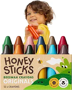 Honeysticks 100% Pure Beeswax Crayons (12 Pack).