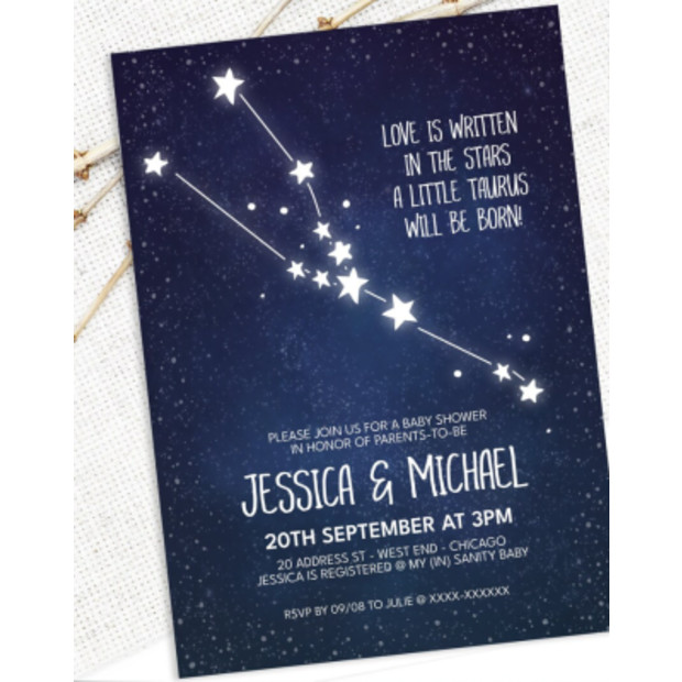 Astrology Baby Shower Invitation (Editable Digital File).
