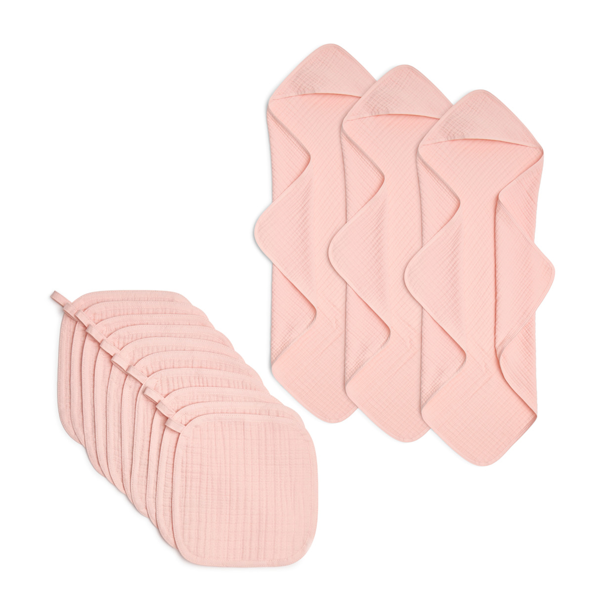 Small Story Organic Cotton Muslin Bath Set - Pink Hues.