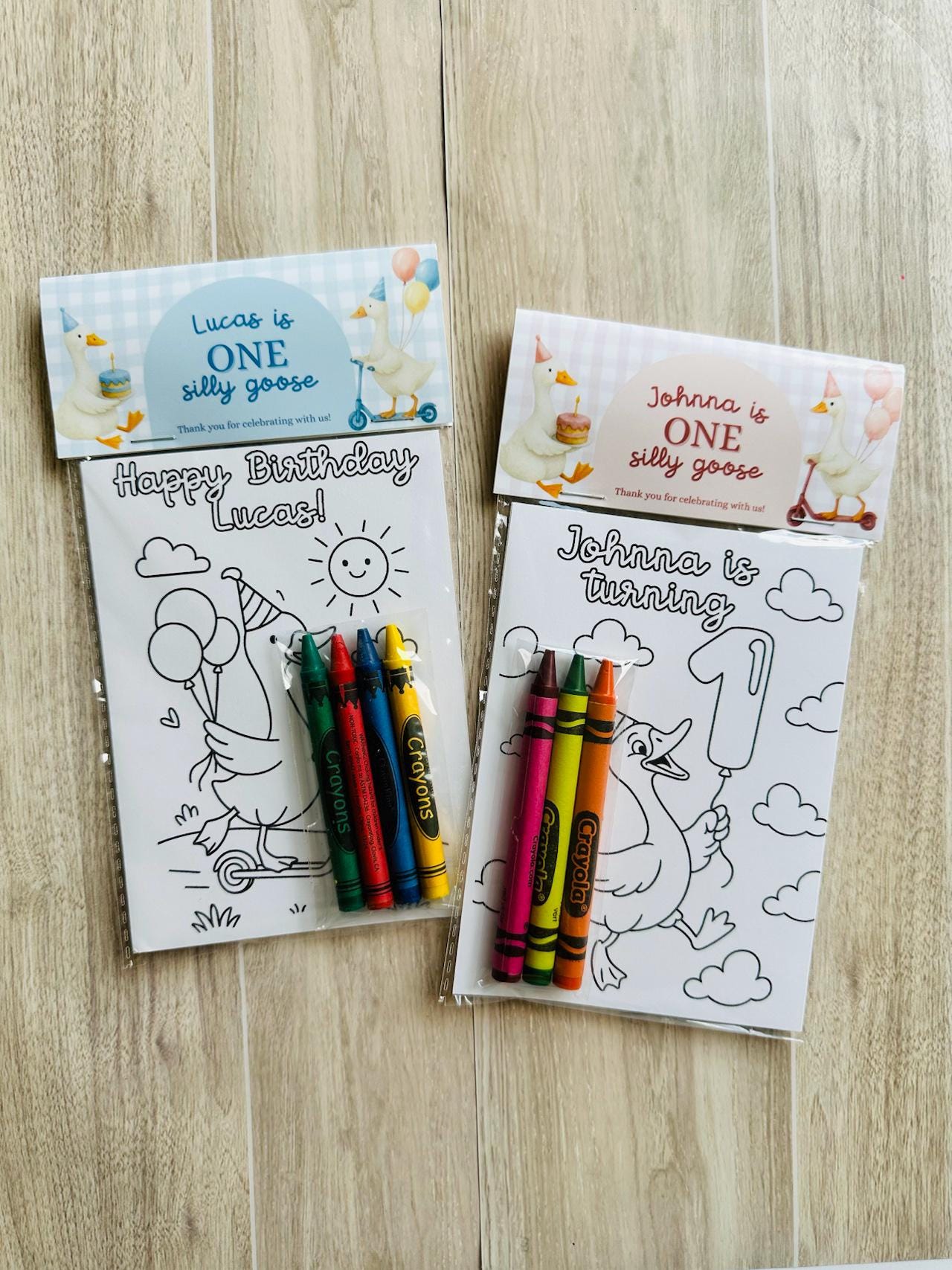 CraftedPartyDesign One Silly Goose Party Favor with Crayons.