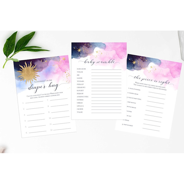 Celestial Baby Shower Games Set (Digital Download).