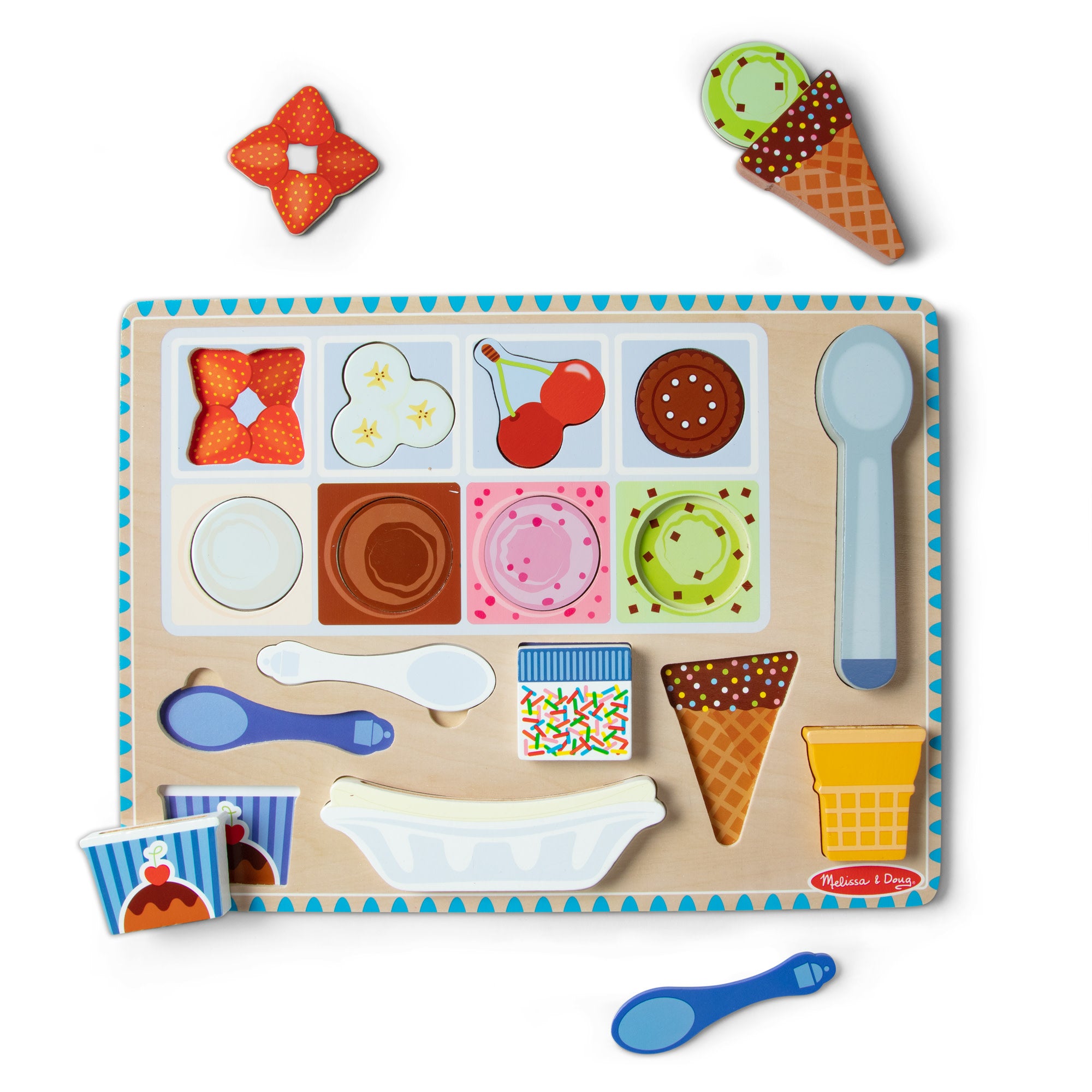 Melissa & Doug Wooden Magnetic Ice Cream Puzzle & Play Set - 16 Pieces.