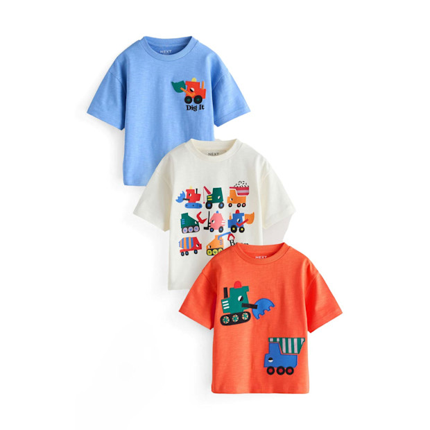 NEXT Kids' Assorted 3-Pack Cotton T-Shirts.
