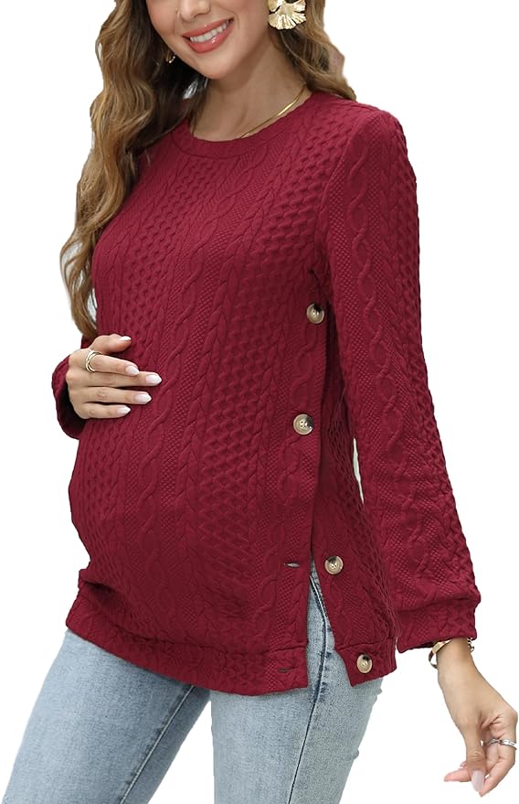 FUNJULY Maternity Knit Pullover Sweater.